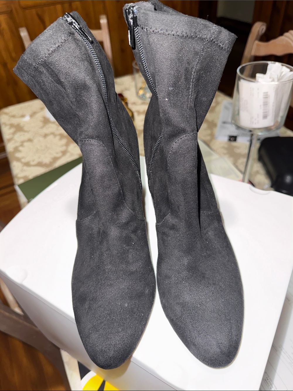 Steve Madden Black Suede Mid-Calf Heeled Boots